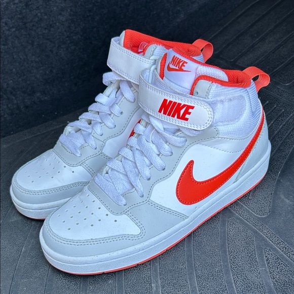 Nike White and Orange High-Top Sneakers - Picture 2 of 9
